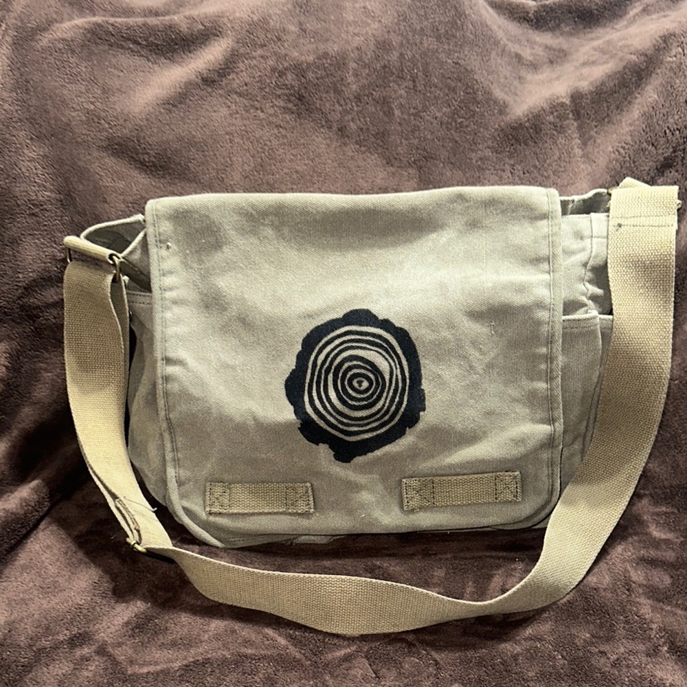 Canvas Messenger Bag with Adjustable Strap and Flap Closure